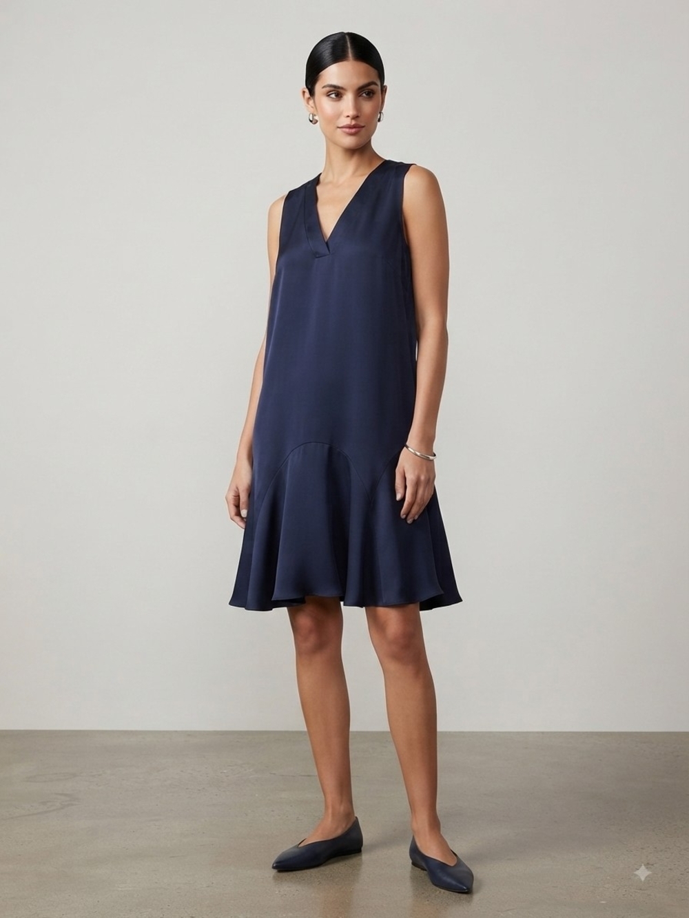 J. Crew Navy Flounce Hem Mini Dress Size 8